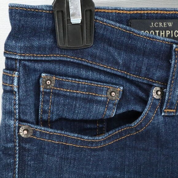 J Crew Jeans Womens Size 27 Waist Toothpick Blue Stretch Denim Skinny Leg - Picture 8 of 16